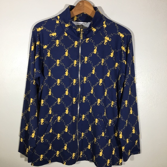 Seahorse Novelty Print Jacket Navy Gold UPF 50 - L - Picture 4 of 16